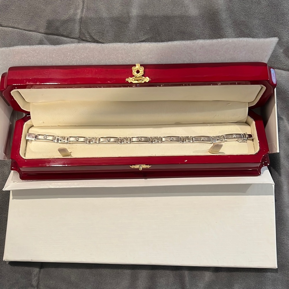 Silver mens diamond bracelet